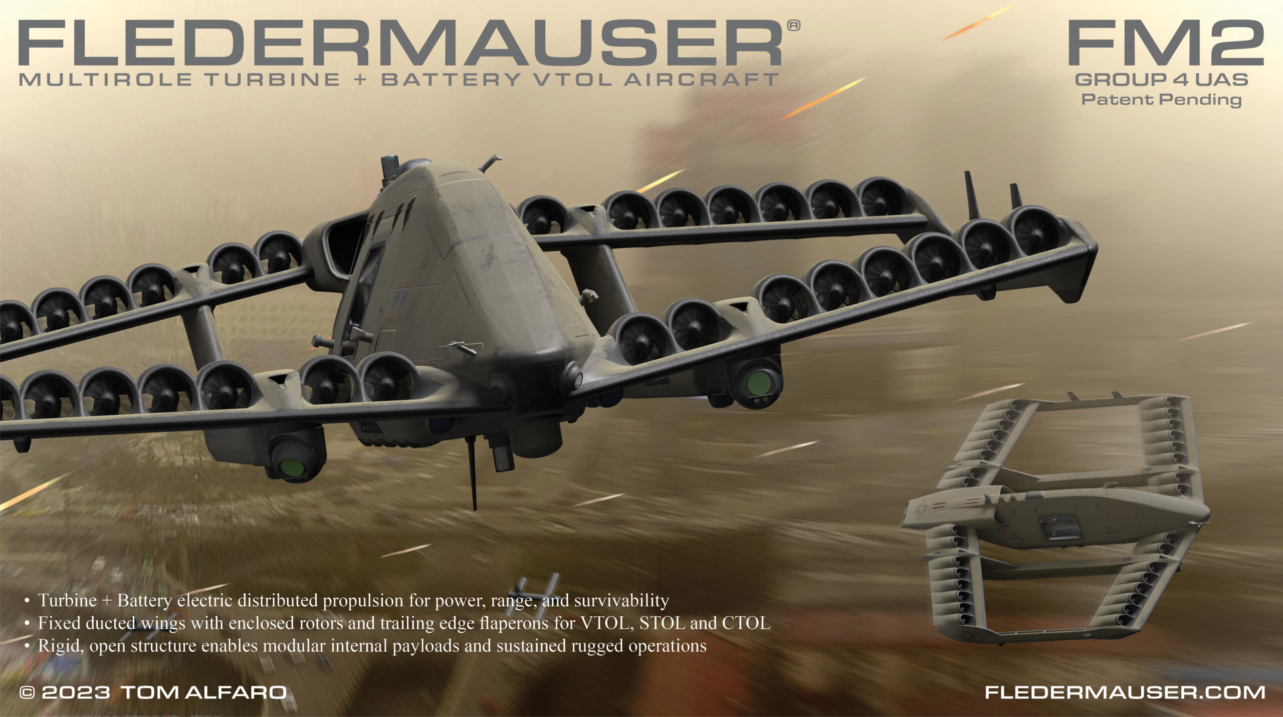 Sierra Technical Services Fledermauser FM2 hybrid-electric CTOL/STOL/VTOL cargo aircraft Sierra Technical Services Fledermauser FM2 hybrid-electric CTOL/STOL/VTOL cargo aircraft